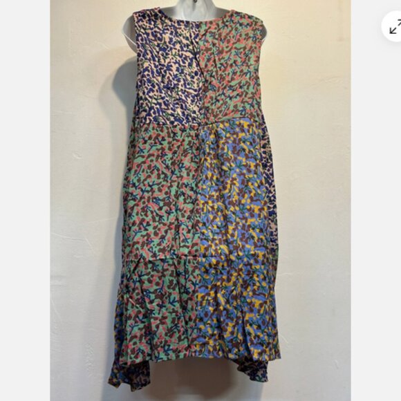 Nwt SACRED THREADS funky patch gypsy bohemian rayon sharkbite DRESS TUNIC M - Picture 4 of 4